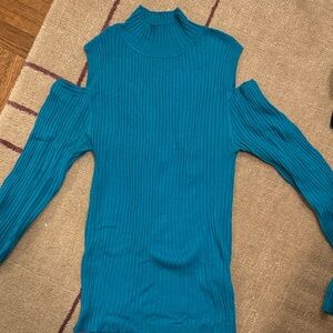 8 by yoox cold shoulder ribbed top